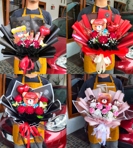 jual buket valentine beruang di purwokerto