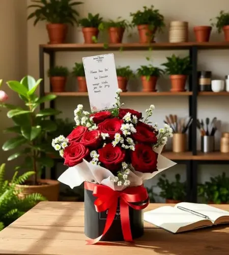 bloom box mawar merah ucapan hari ibu