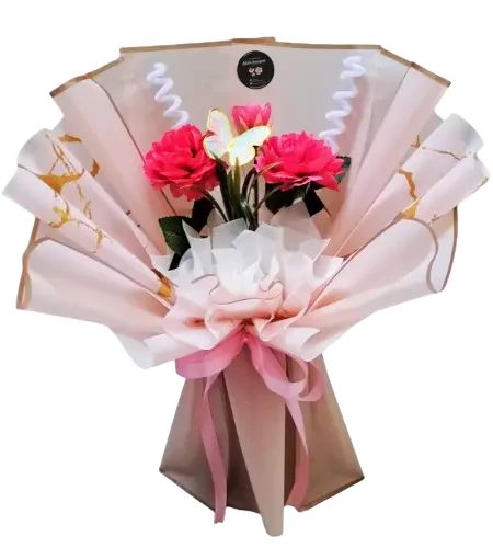 buket bunga wisuda nuansa pink murah purwokerto