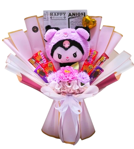 buket snack dihiasi boneka kuromi purwokerto
