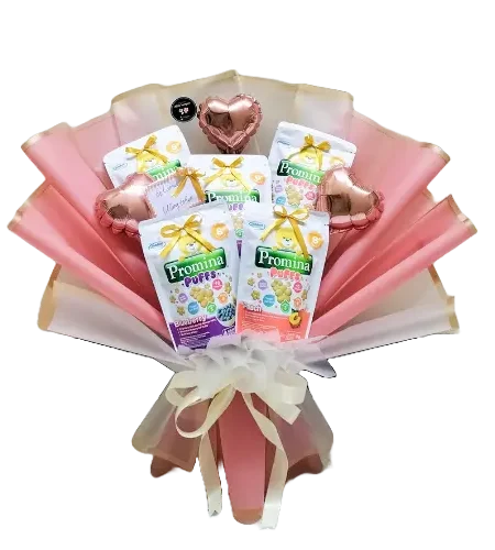 buket snack isi promina wrapping pink