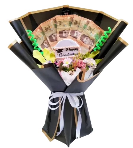 buket uang 5 ribuan wrapping hitam purwokerto