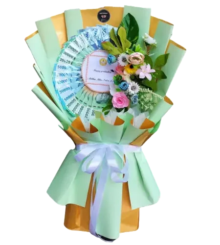 buket uang untuk wisuda unsoed warna hijau