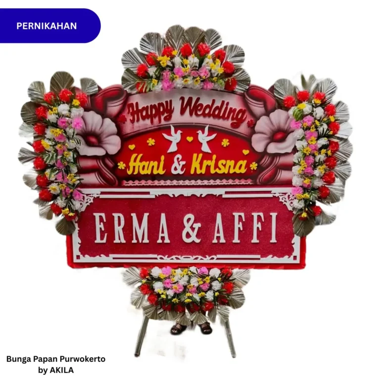 Bunga Papan Pernikahan Purwokerto Elite Romance 4 Jambul Hijau kirim ke Lokasi hajatan Purwokerto