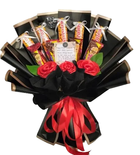 jual buket snack isi 5 pcs coklat silverqueen dan bengbeng purwokerto